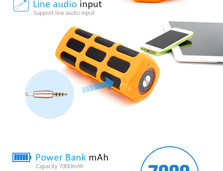 7800mAh Support SD Card Bluetooth Speaker Power Bank