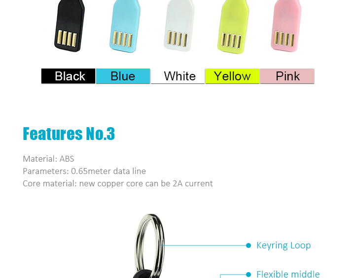 High Grade Keychain Shape Micro USB Data Cable Factory Price OEM Available