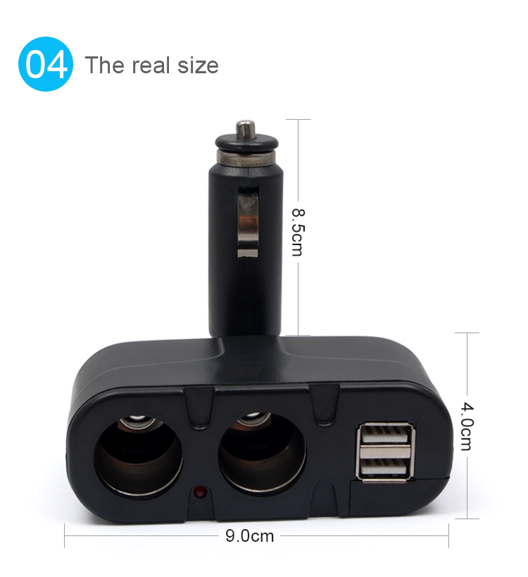 12 volt auto cigarette lighter adapter with usb