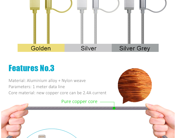 Colorful micro usb 8 pin data transfer usb cable adapter external hard drive